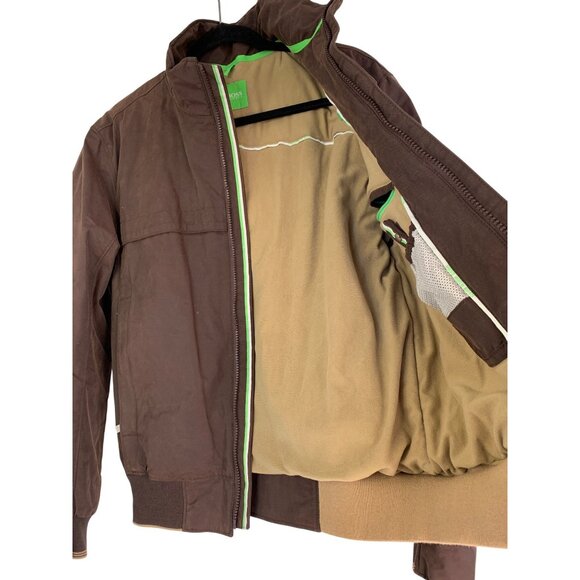 Boss Hugo Boss Brown Mens Bomber Jacket S Lined Insulated Zip Jadon1 RJ10616 - Picture 4 of 12